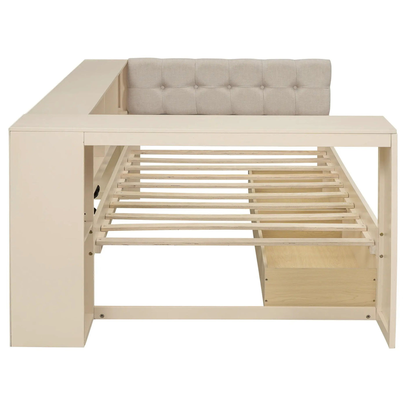 Upholstered Headboard Platform Bed With Storage Shelves, Drawers, Charging Station by HouseOfZazla