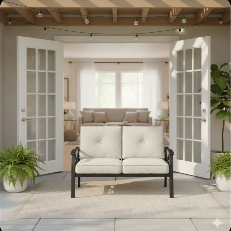 All Weather Loveseat 2 Seats Sofa With Cushions - Light Khaki / Beige by HouseOfZazla