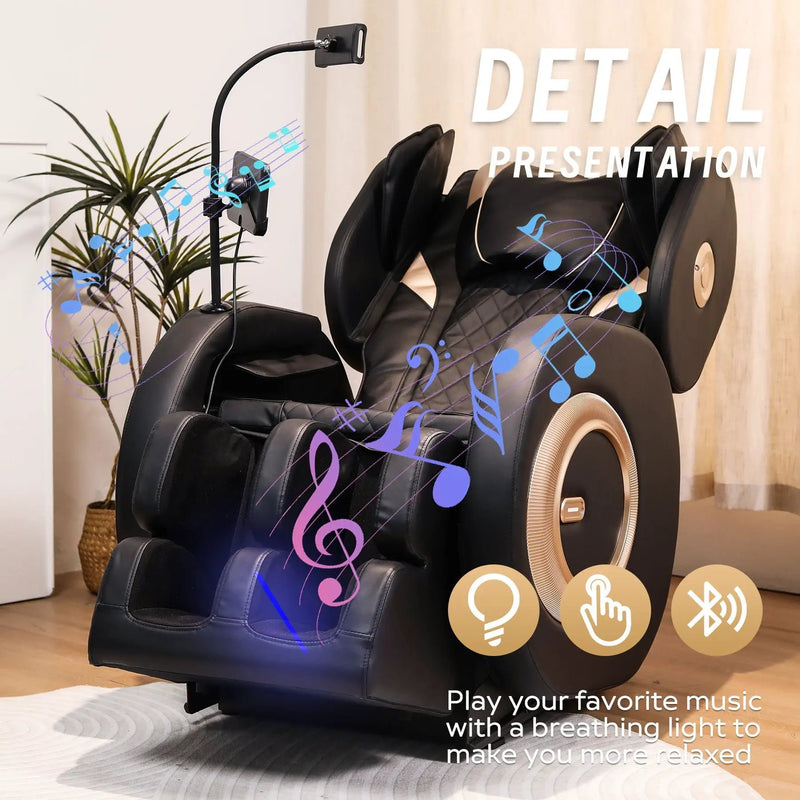 Automatic Massage Chair Recliner With Zero Gravity And Full Body Air Pressure - Black by HouseOfZazla