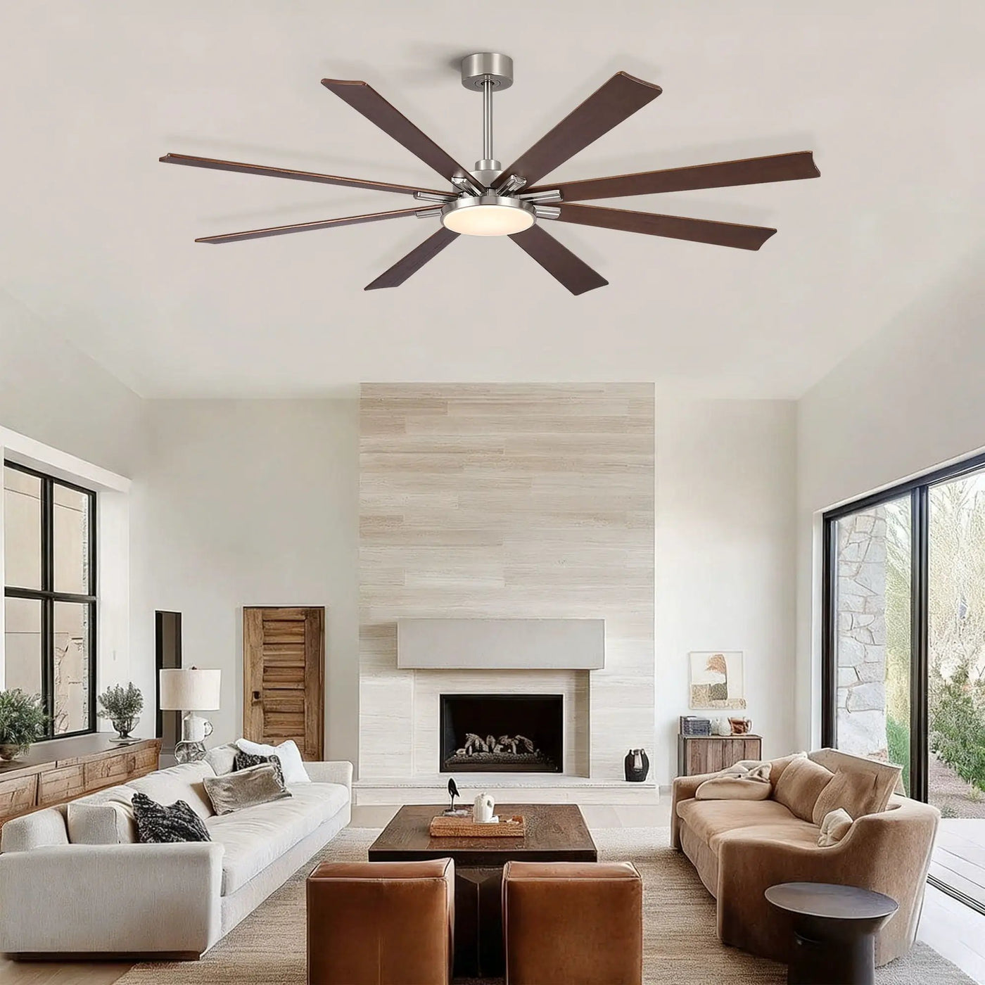 Large Ceiling Fan With Dimmable LED Light 8 Blades Remote Control, Reversible DC Motor by HouseOfZazla