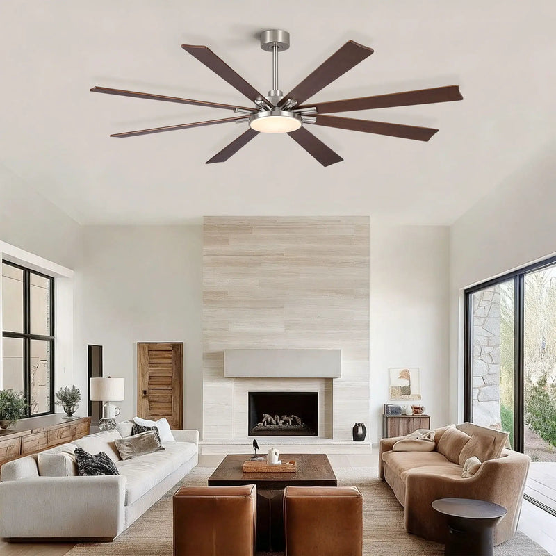 Large Ceiling Fan With Dimmable LED Light 8 Blades Remote Control, Reversible DC Motor by HouseOfZazla