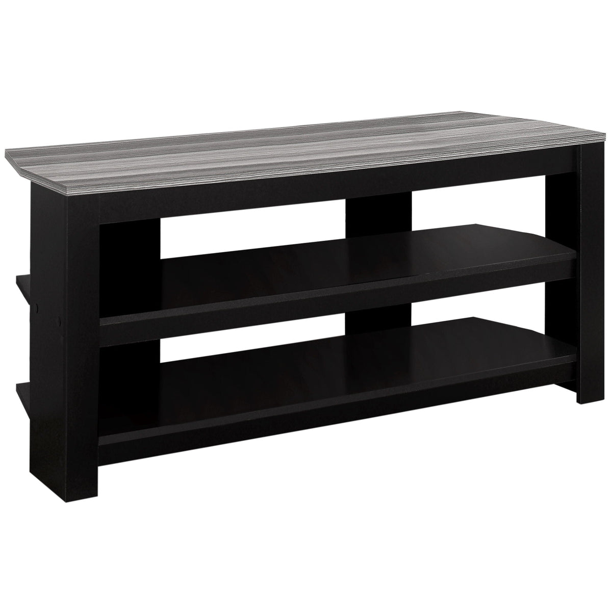 Wood TV Stand Console with 3 Storage Shelves - Light Brown, Dark Gray, Black, photo 9 of 12