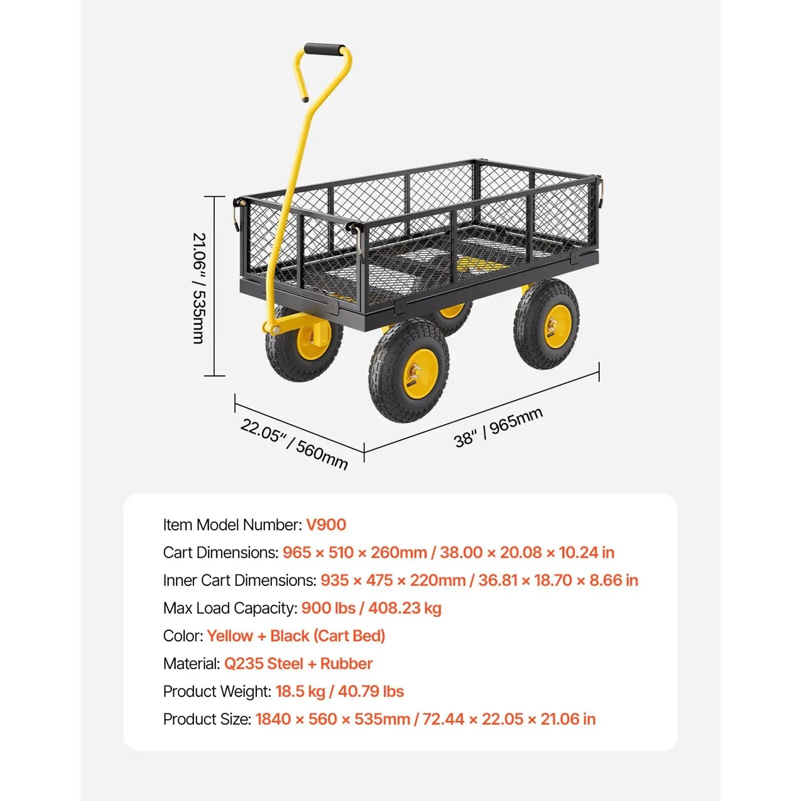900 Lbs Heavy Duty Steel Garden Cart by HouseOfZazla