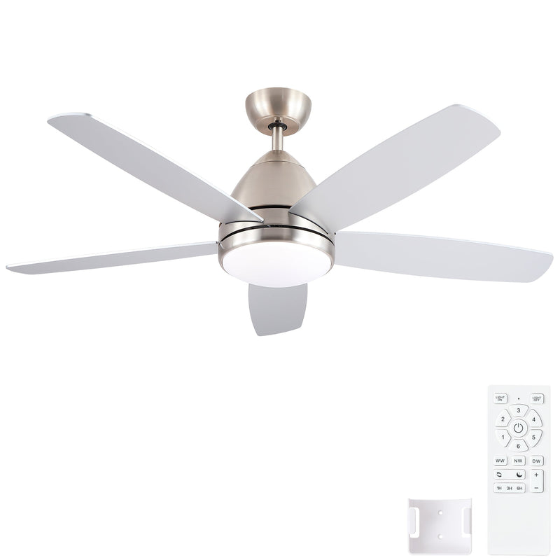 52 in. Indoor Brushed Nickel Ceiling Fan with Integrated LED Light Kit and Remote by HouseOfZazla