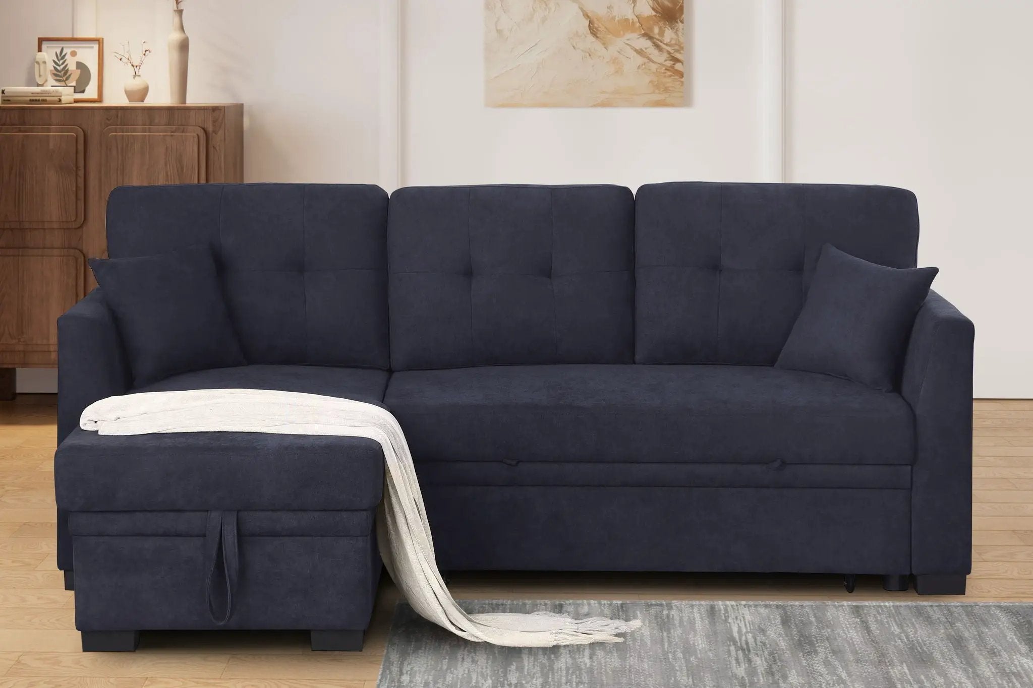 Sectional Sofa Bed - Dark Blue by Unique Piece Furniture