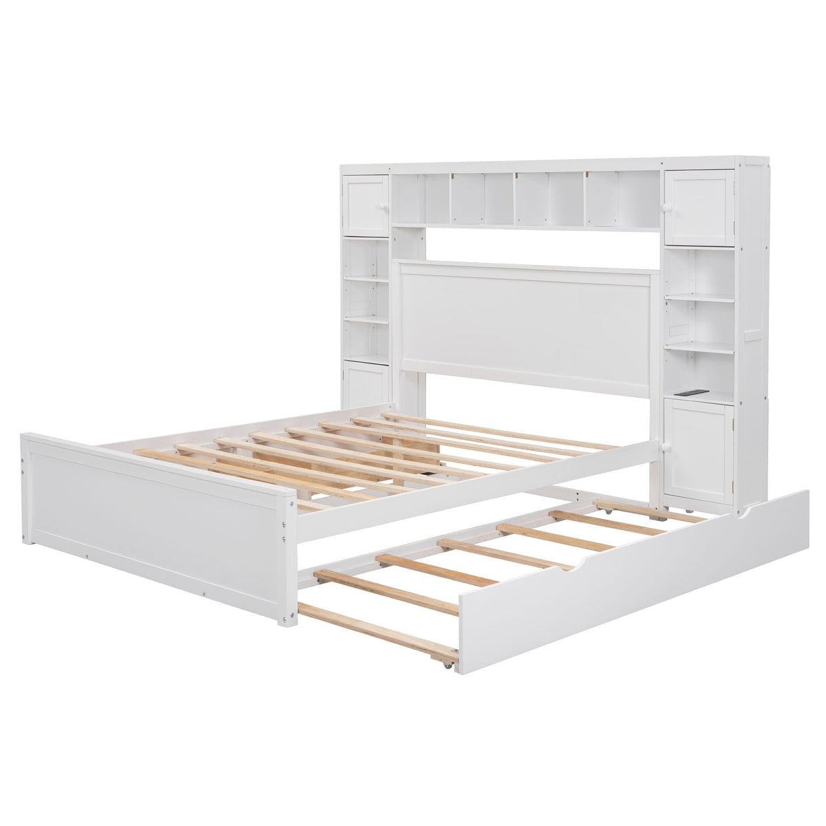 Queen Cabinet Bed with Storage, Drawers, and Charging Outlets - Multiple Colors, photo 11 of 12
