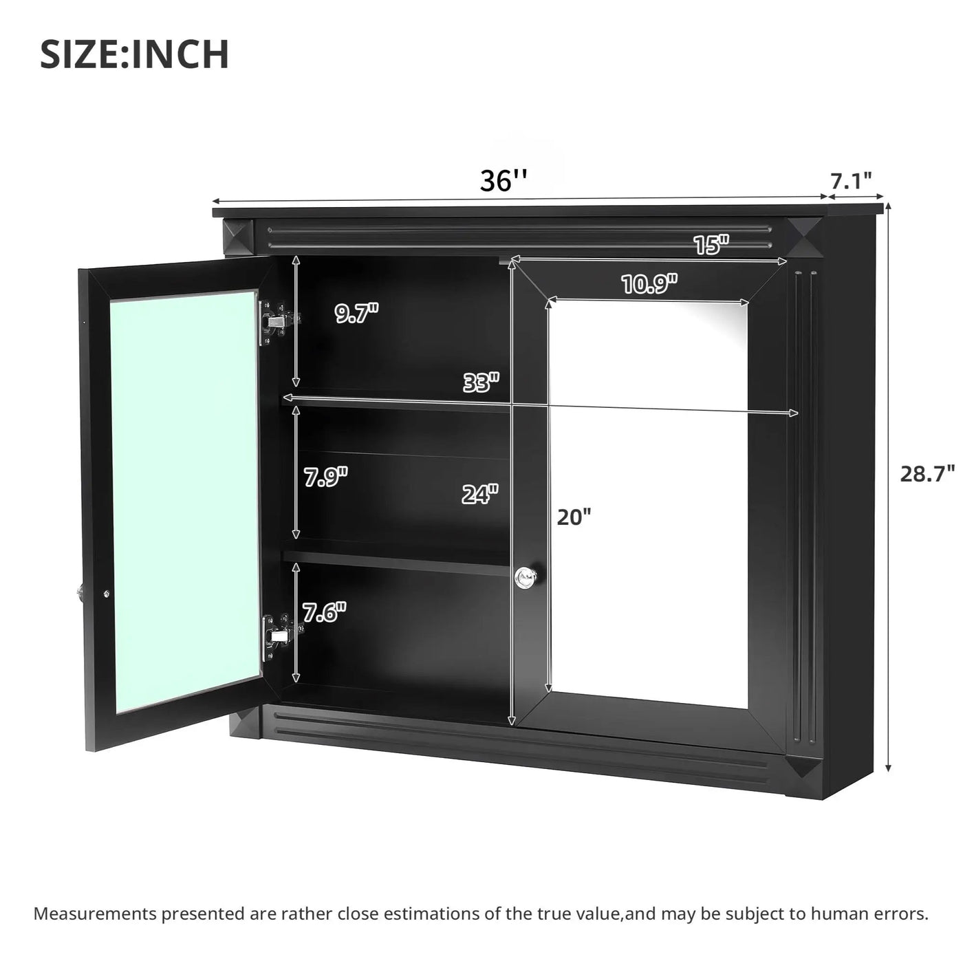 Wall-Mounted Medicine Cabinet With 2 Mirrors and Adjustable Shelves by HouseOfZazla