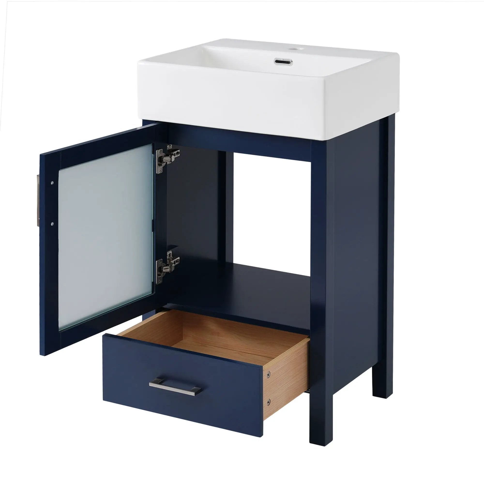 Bathroom Vanity With Ceramic Sink And Ample Storage, Ideal For Small Bathrooms by HouseOfZazla
