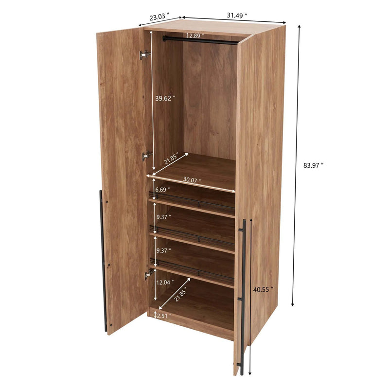 Lee - Free Standing Wardrobe Closet With Adjustable Shoe Shelves by HouseOfZazla