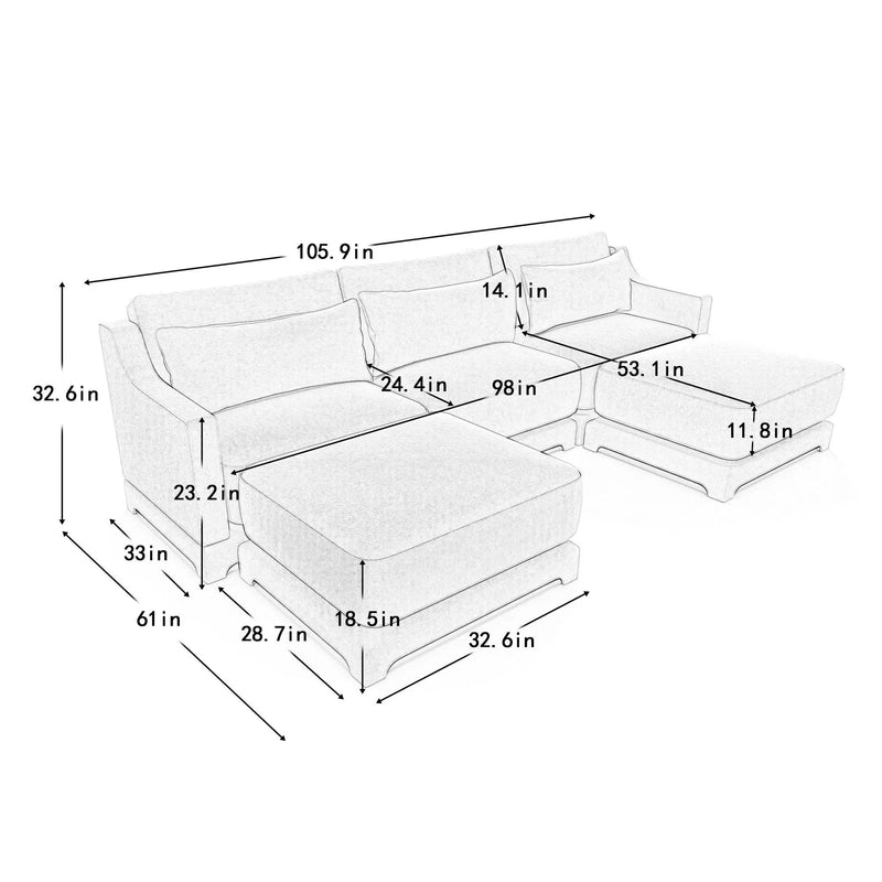 Stylish Sofa With Ottoman And Lumbar Pillows, Ergonomic Design by HouseOfZazla