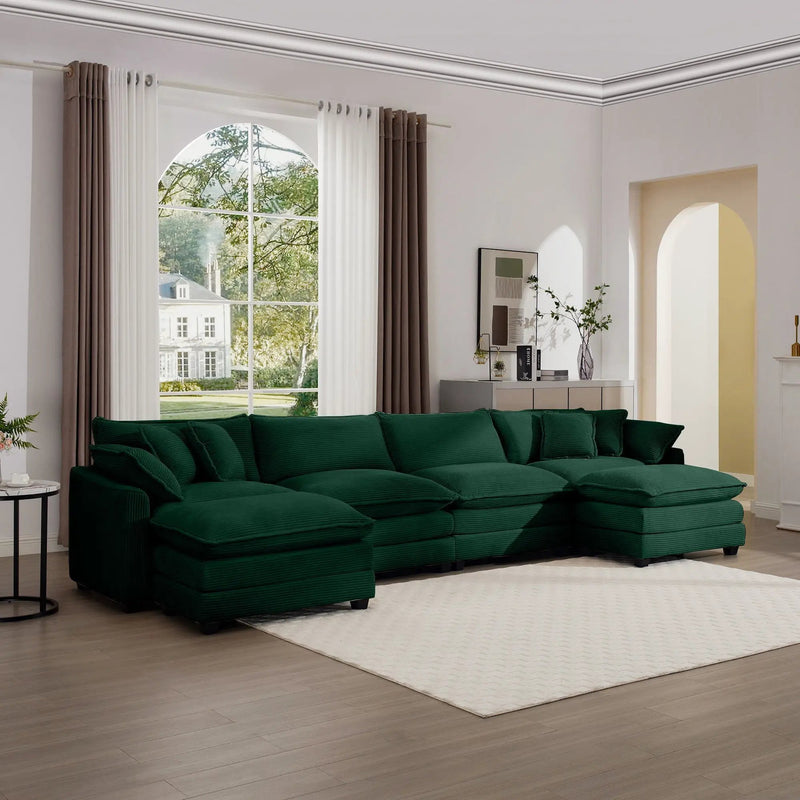 Modern Oversized Modular Cushion Sofa With Ottoman, Low Back, Deep Seating Sofa Set by HouseOfZazla