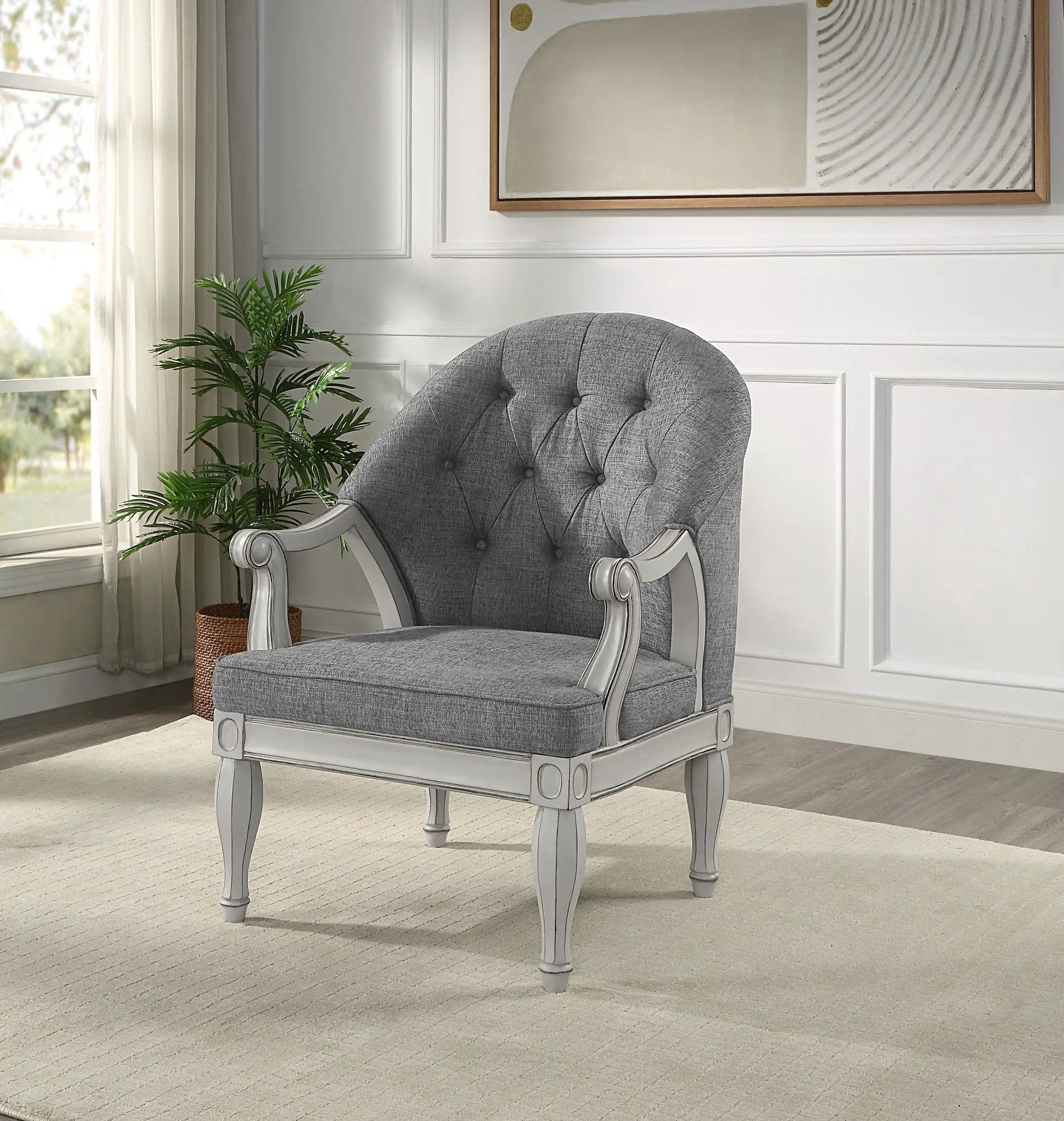Florian - Antique Chair - Gray / White by Unique Piece Furniture