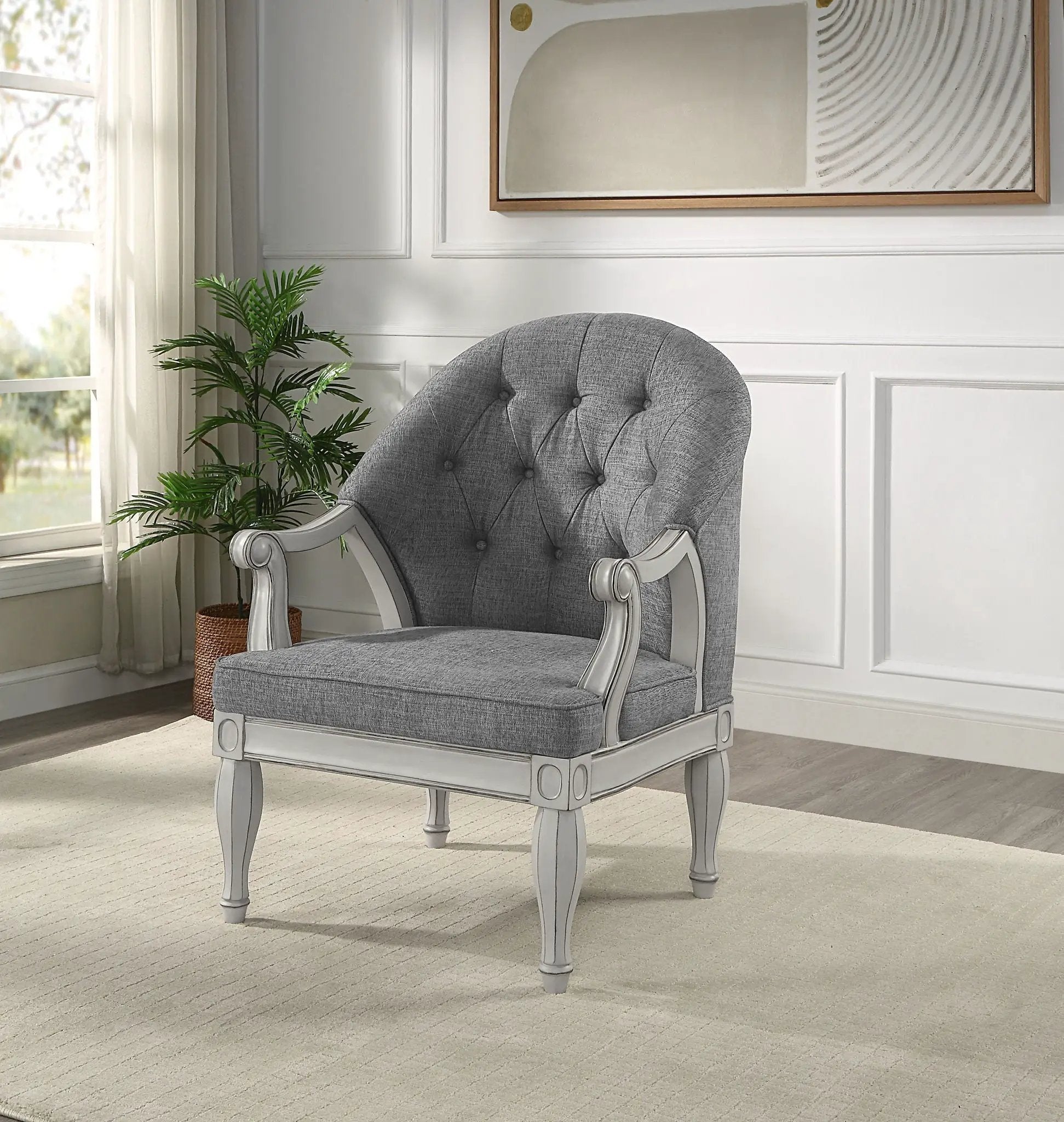 Florian - Antique Chair - Gray / White by HouseOfZazla