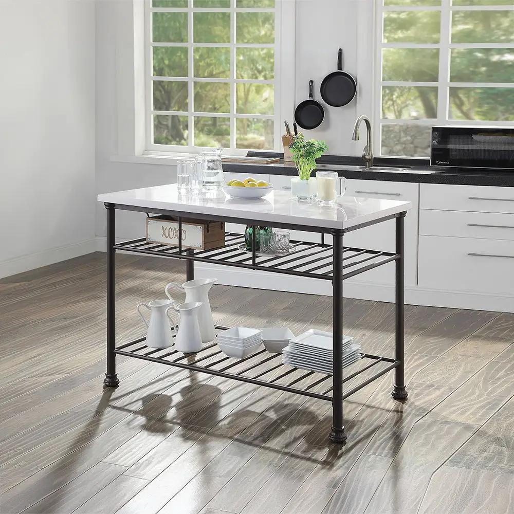 Freyja - Kitchen Island - White Cultured Marble Top & Gray by Unique Piece Furniture