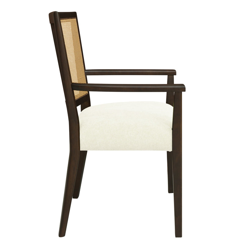 Mid Century Modern Arm Dining Chair Set With Rattan Backrest by HouseOfZazla
