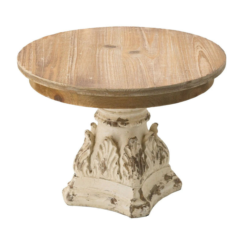 Cake Stand, Wood Cake Plate With Magnesium Base - Cream / Brown by HouseOfZazla