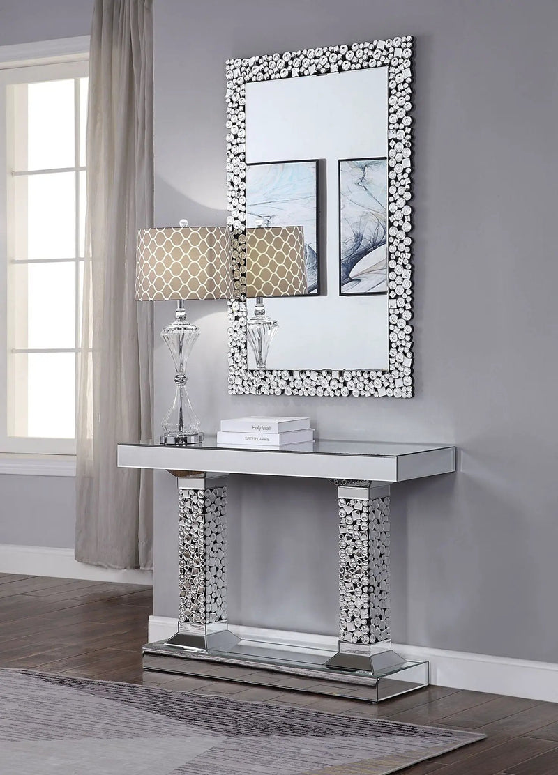 Lachina - Glam Mirrored Faux Gems Console Table - Silver by HouseOfZazla