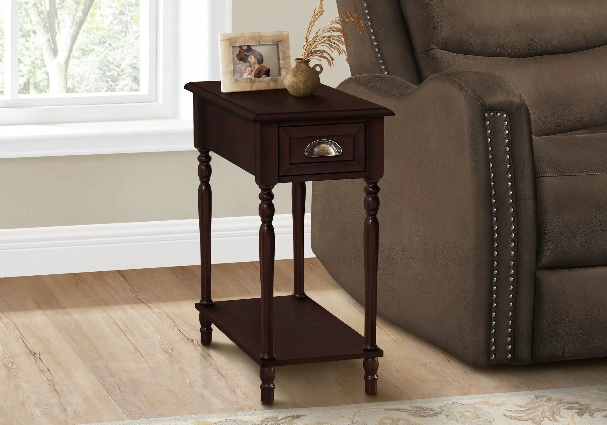 Accent Side Table, 2 Tier, Storage Drawer, Stylish Traditional Design by HouseOfZazla