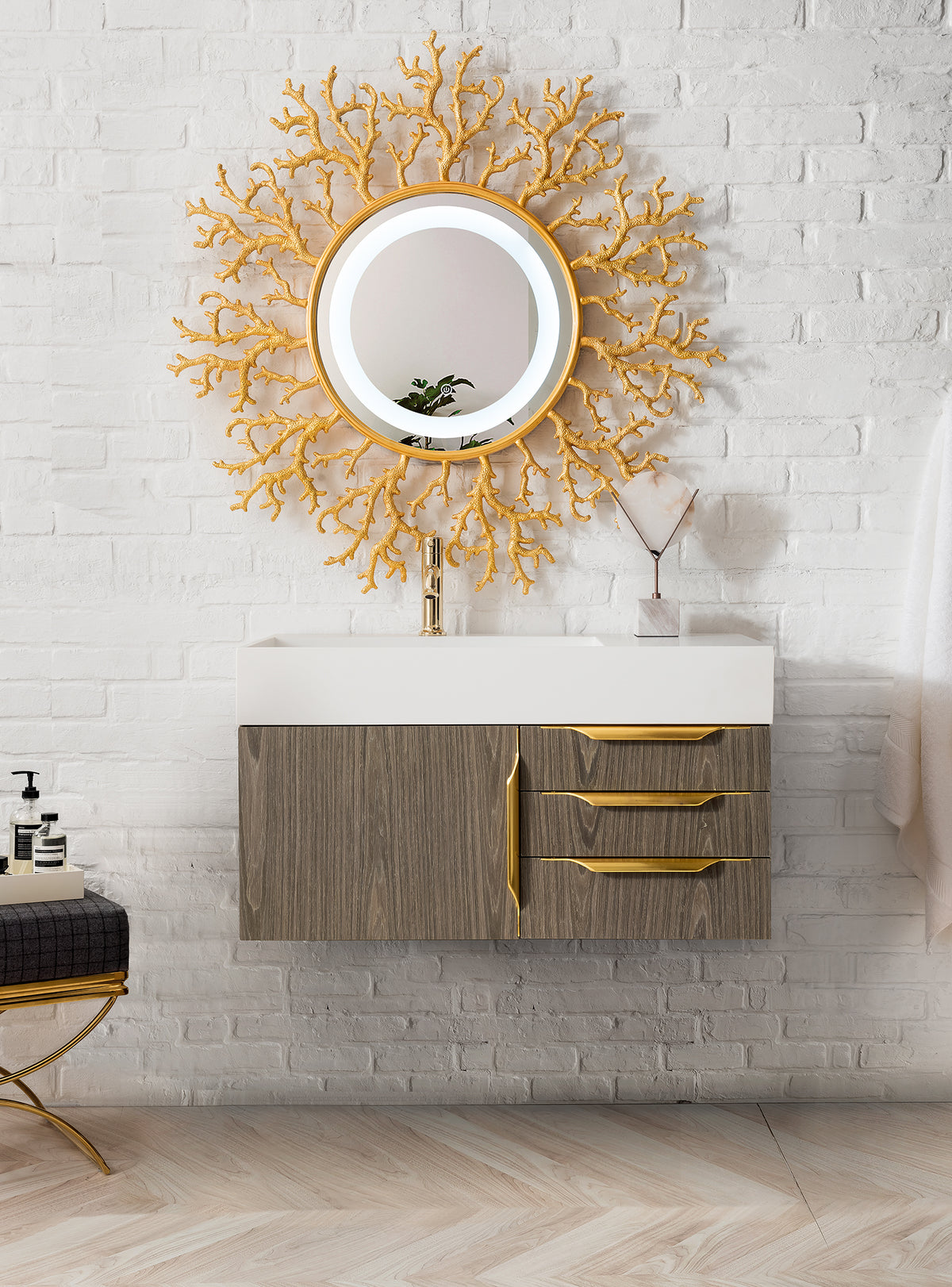 James Martin Columbia 36" Floating Single Bathroom Vanity, Ash Gray, view 9