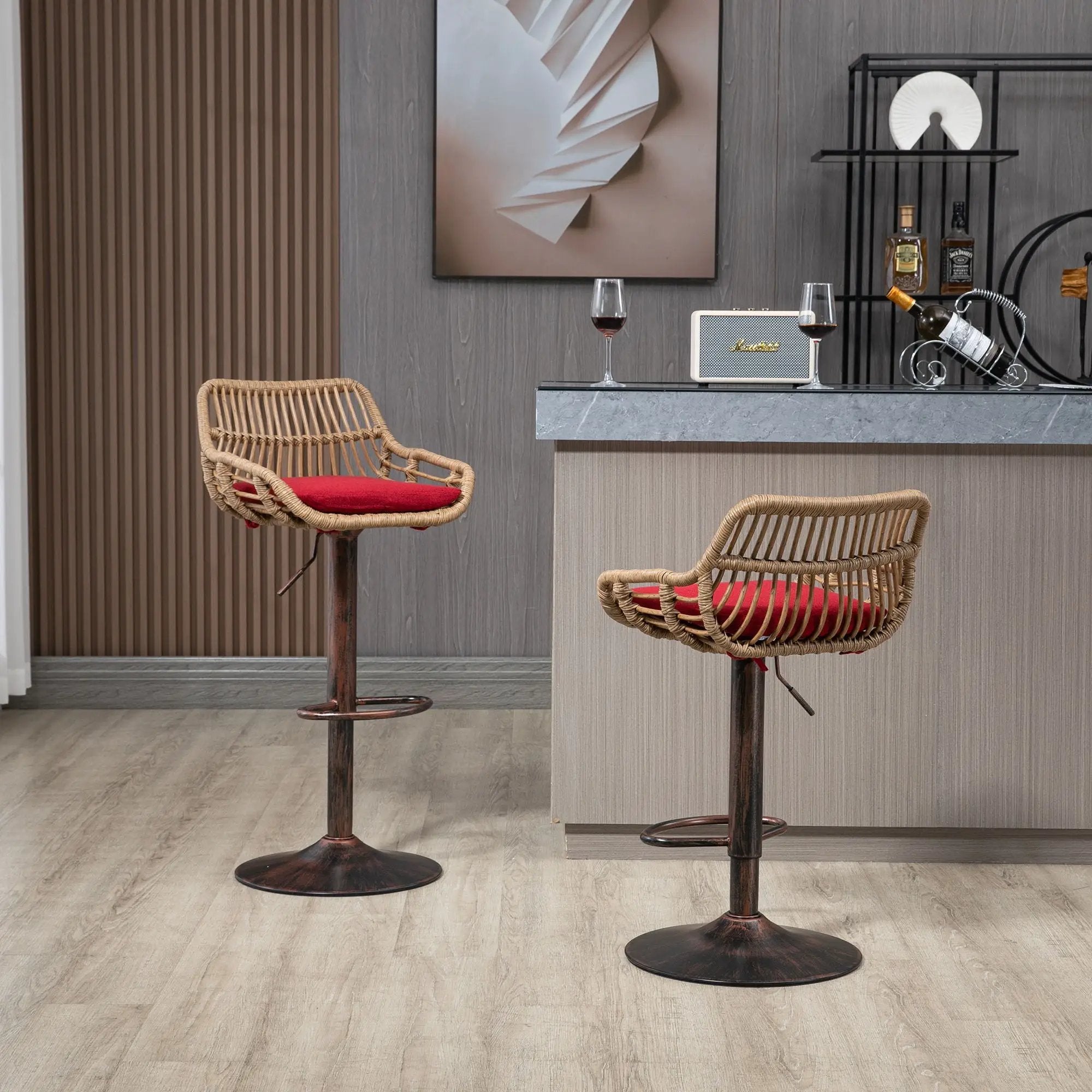 Modern Swivel Bar Stools Adjustable Counter Chairs With Footrest (Set of 2) by HouseOfZazla