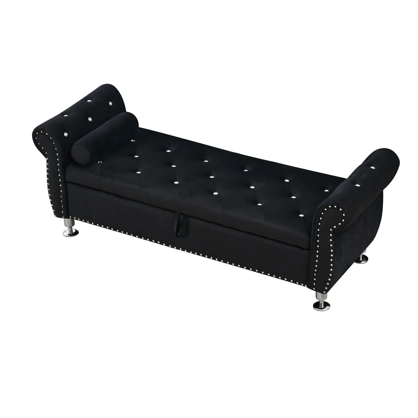 Storage Bench With Crystal Buttons And 1 Pillow For Bedroom by HouseOfZazla