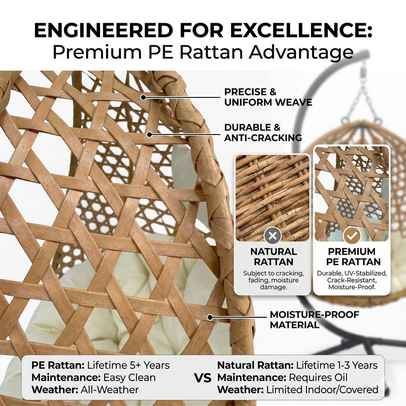 Folding PE Rattan Hanging Egg Chair with Stand by HouseOfZazla
