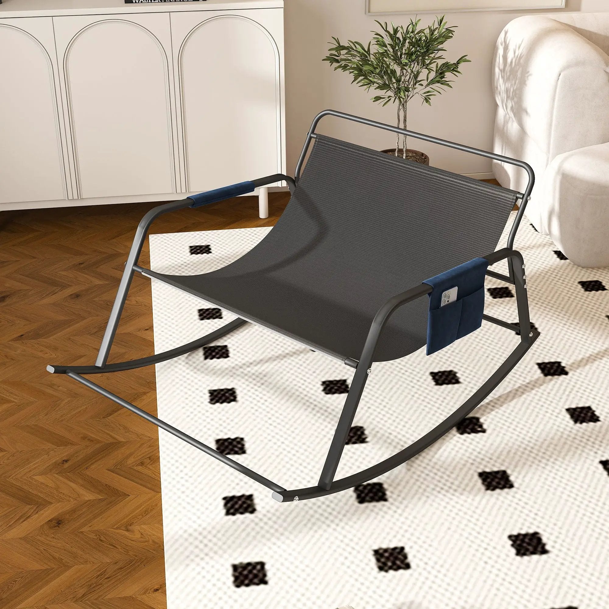 Rocking Chair With Storage, Cushions & Armrests by Unique Piece Furniture