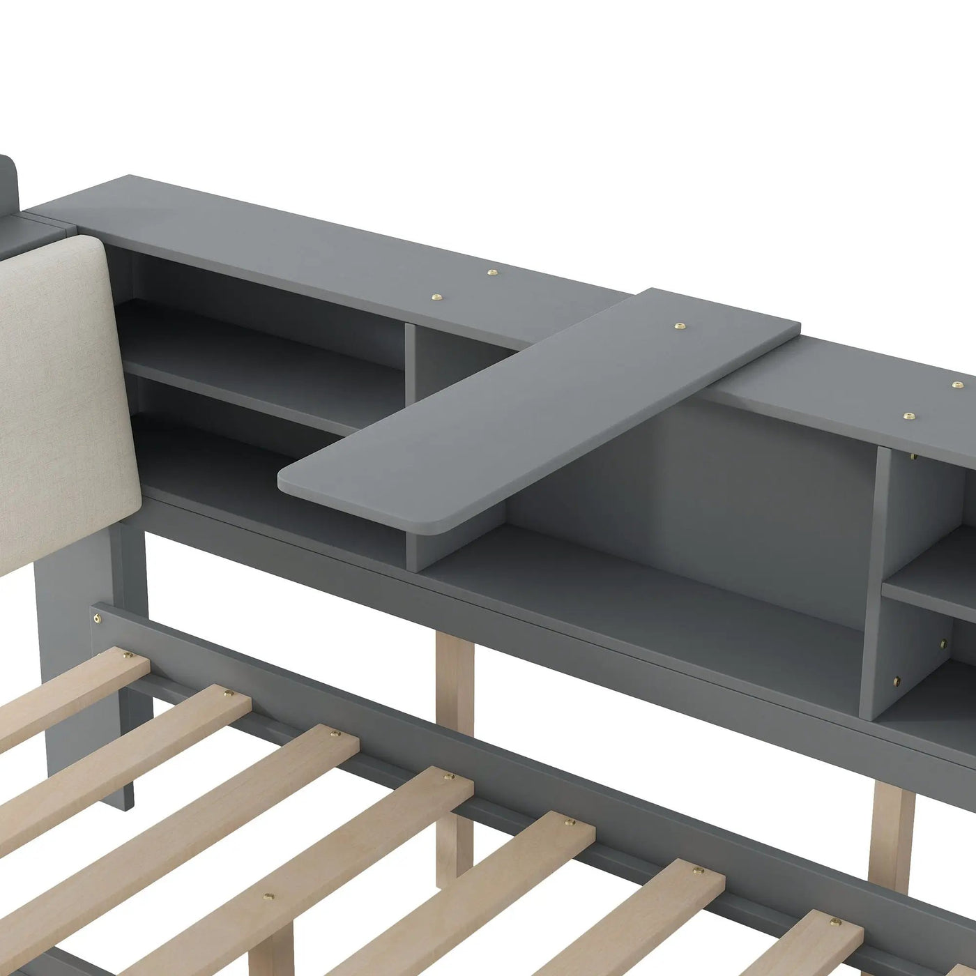 Platform Bed With Trundle, Shelves, And Storage Headboard by HouseOfZazla