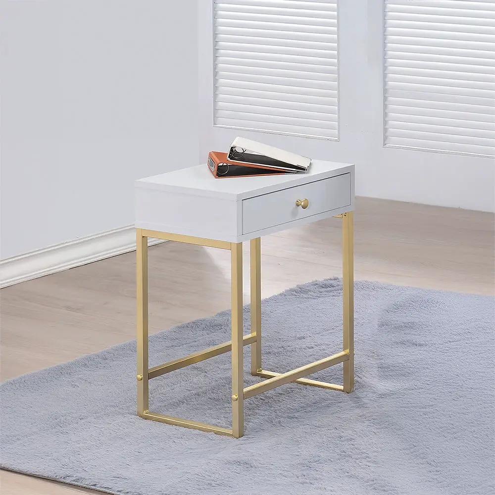 Coleen - Accent Table - White & Brass by Unique Piece Furniture