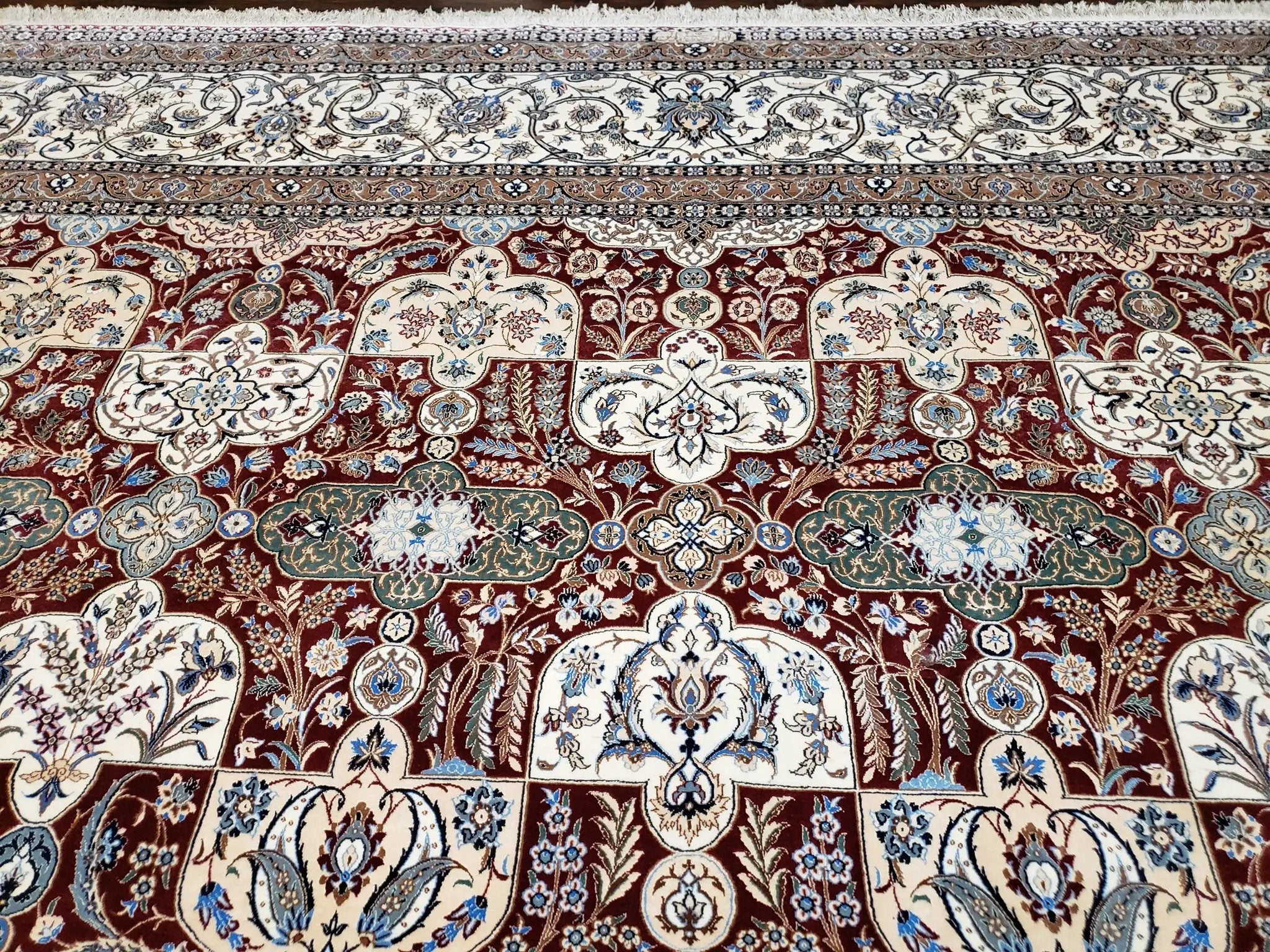 Persian Nain Rug 11x15 – Wool on Silk, Hand-Knotted, Signed Masterpiece by Jewel Rugs