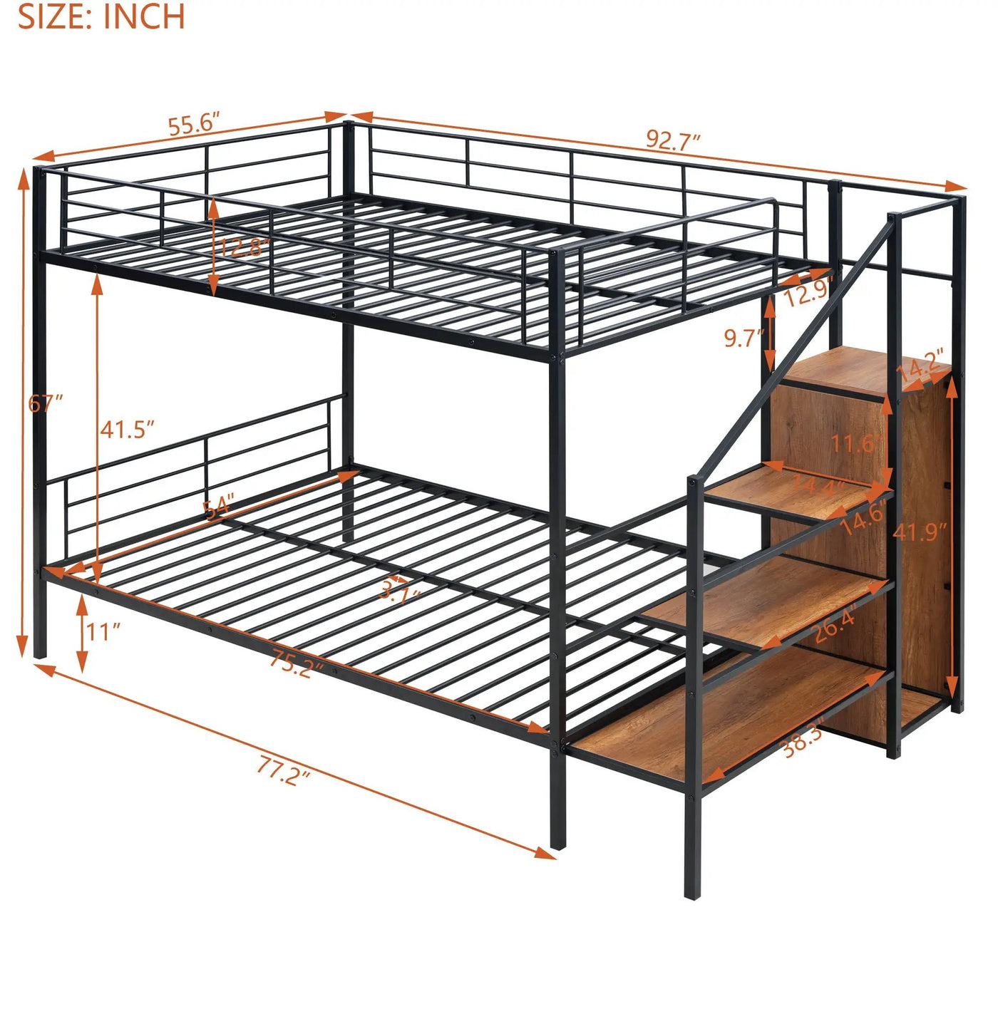 Bunk Bed With Lateral Storage Ladder And Wardrobe by Unique Piece Furniture