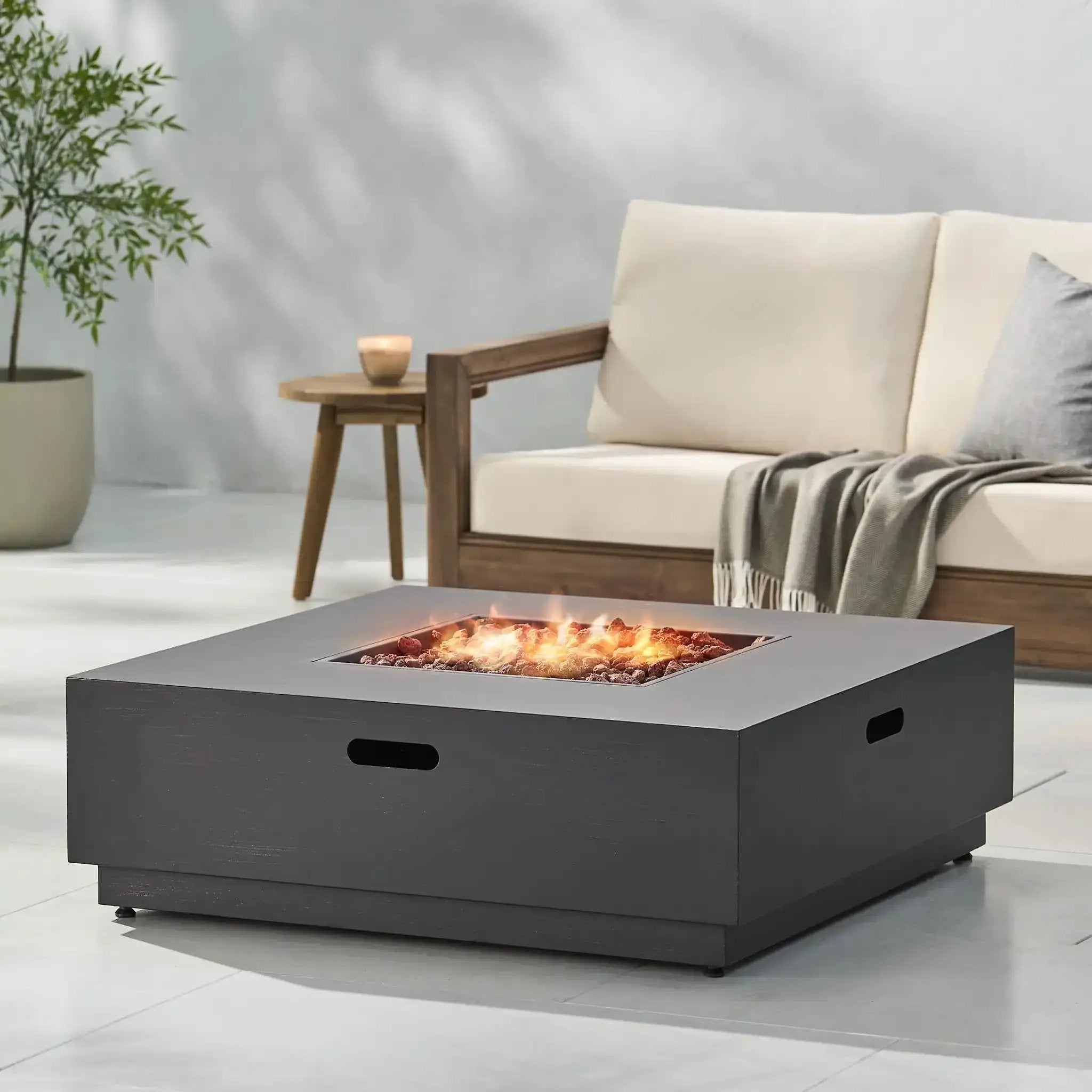 Modern Square Fire Pit With 50,000 BTU by HouseOfZazla