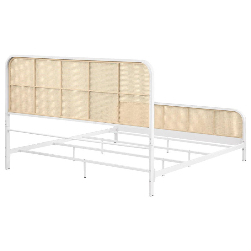 Lanewood Open Cane Webbing Metal Eastern King Bed White by Unique Piece Furniture