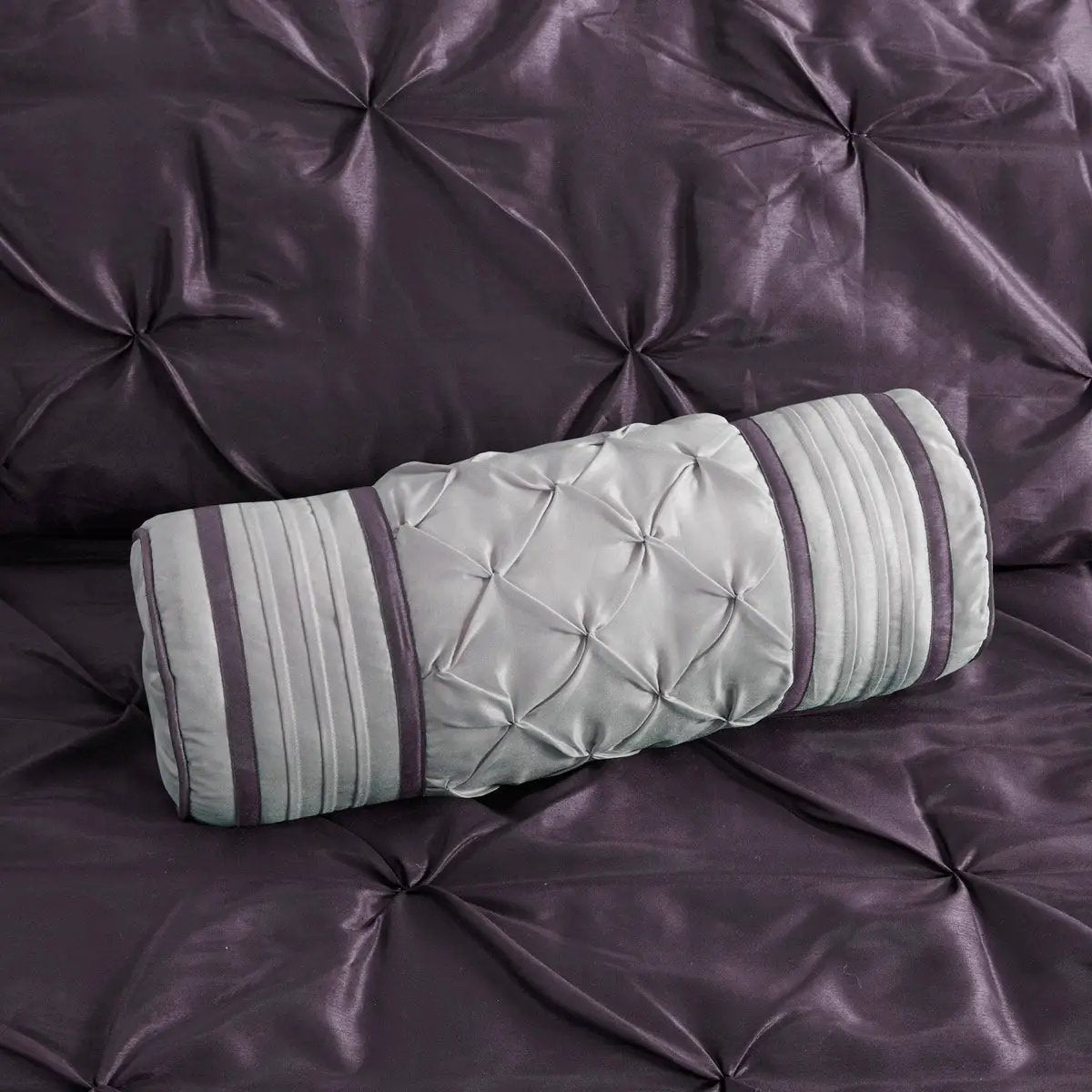 7 Piece Tufted Comforter Set Plum Queen by HouseOfZazla