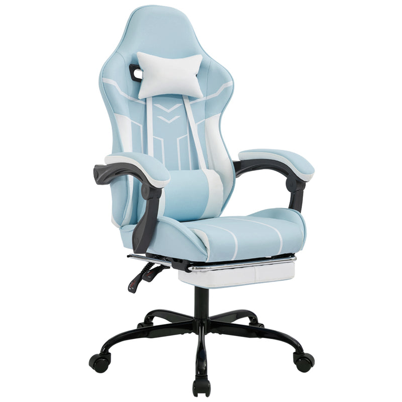 Ergonomic Gaming Chair with Footrest and Lumbar Support - Blue White, photo 2 of 10