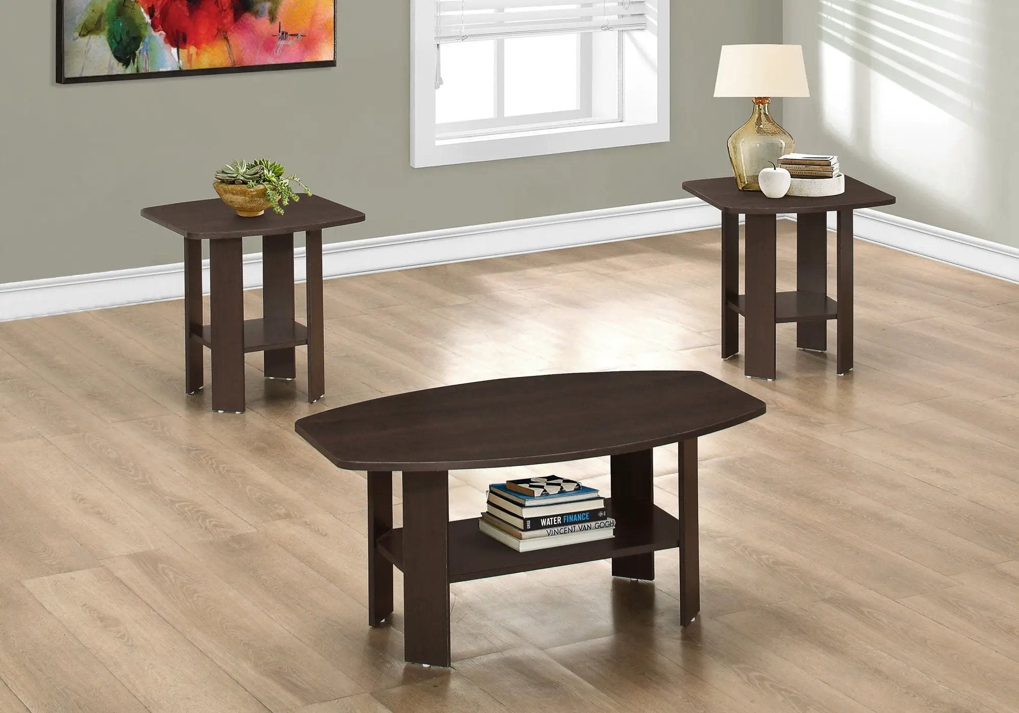 3-Piece Transitional Espresso Table Set for Living Room by HouseOfZazla