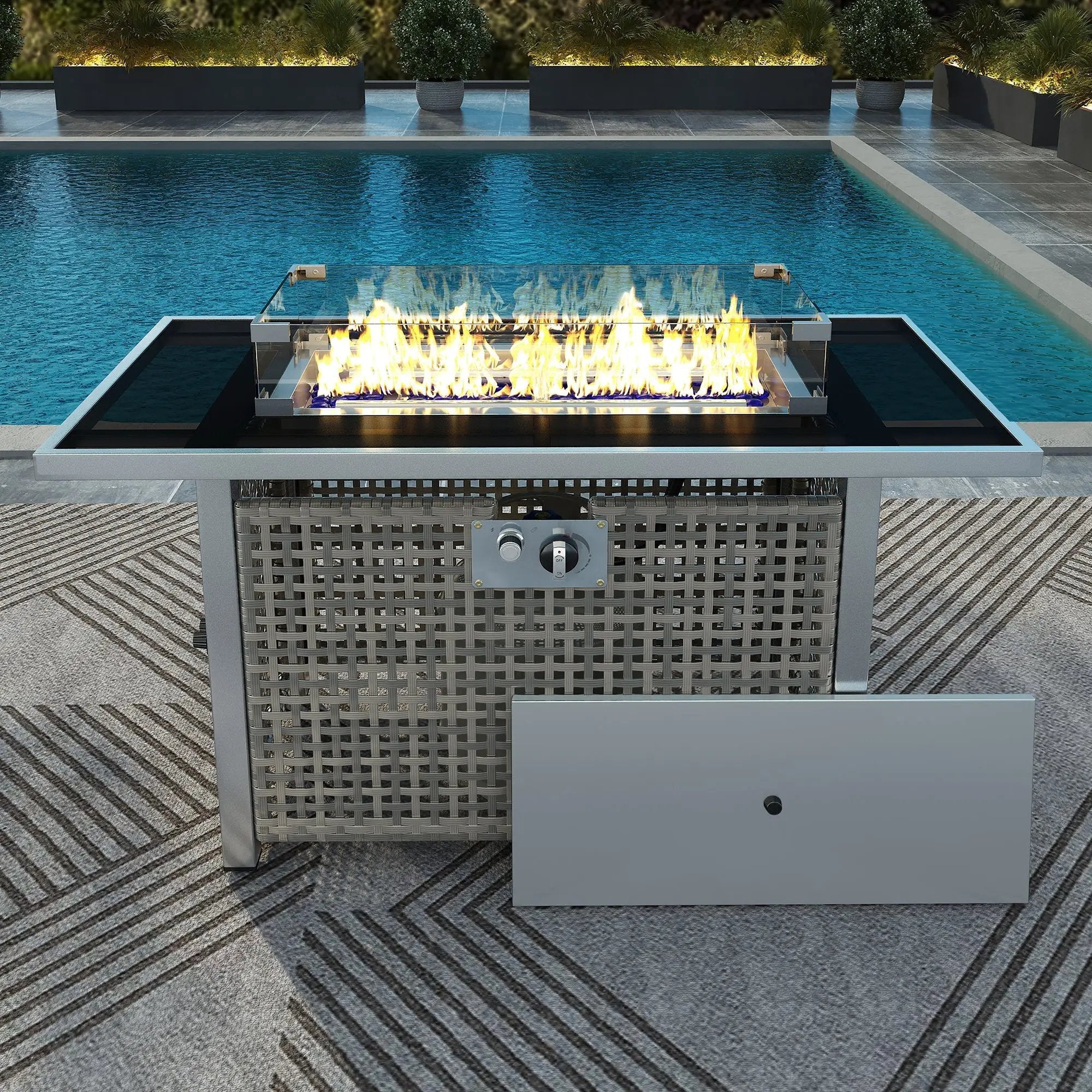 K&K 43' Propane Gas Fire Pit Table, Grey by HouseOfZazla