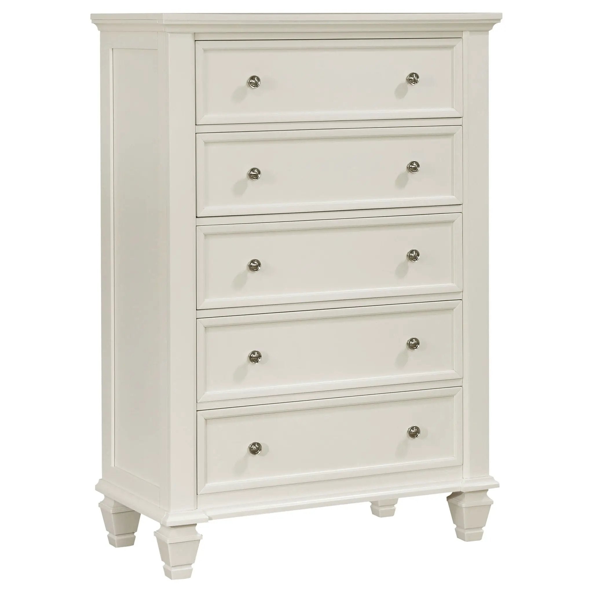 Sandy Beach 5-drawer Bedroom Chest Cream White by Unique Piece Furniture