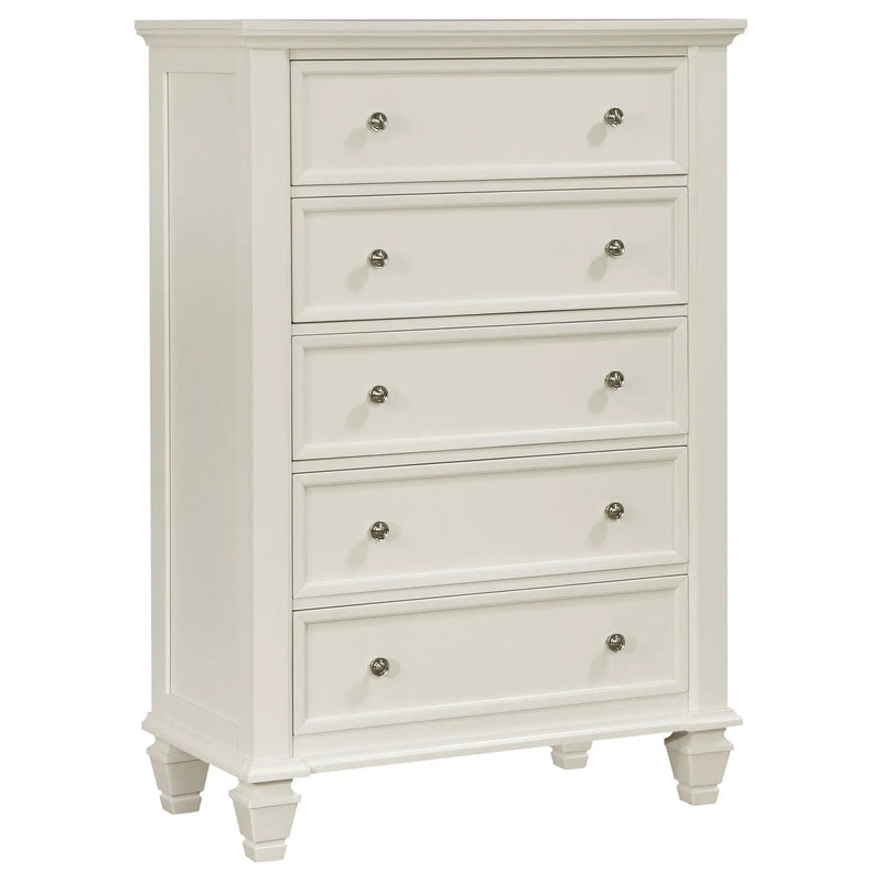 Sandy Beach 5-drawer Bedroom Chest Cream White by Unique Piece Furniture