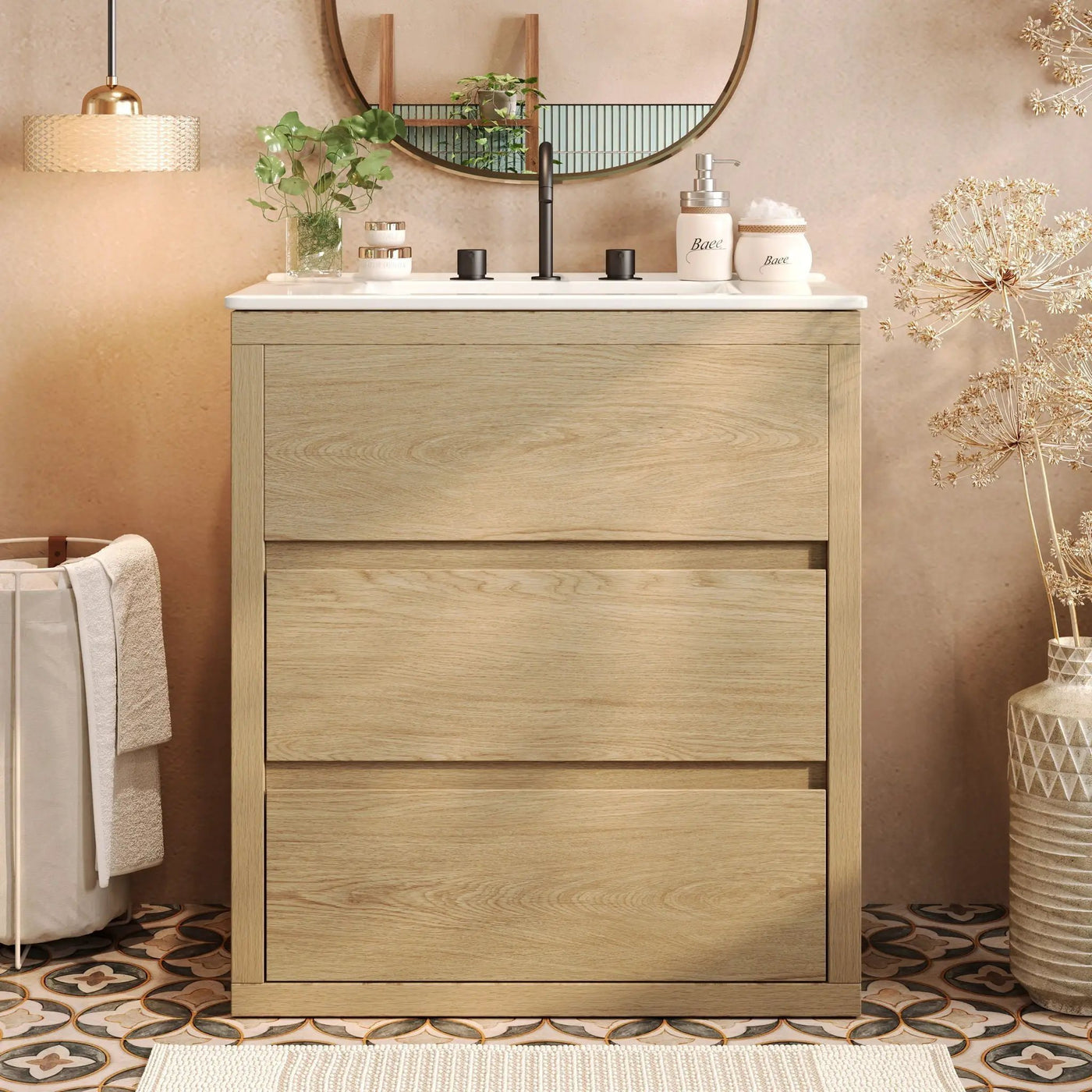 Freestanding Bathroom Vanity with Ceramic Sink and 2 Full Extension Drawers by HouseOfZazla