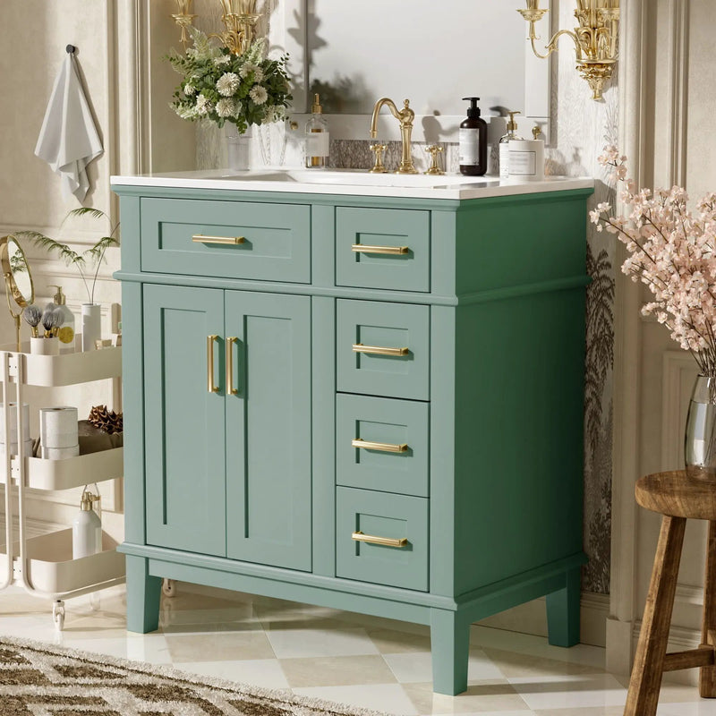 Modern Bathroom Vanity With Sink, Storage Cabinet, Soft Close Doors, Deep & Standard Drawers by Unique Piece Furniture