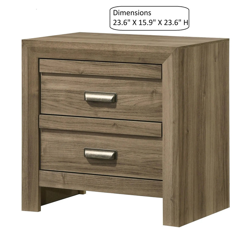 2 Drawer Nightstand With Pulls, Bedroom Furniture - Light Brown by Unique Piece Furniture