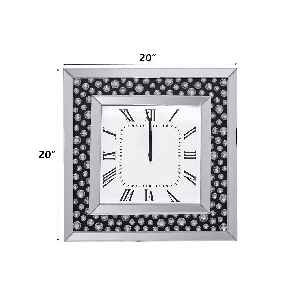 Nysa - Wall Clock - Mirrored & Faux Crystals by Unique Piece Furniture
