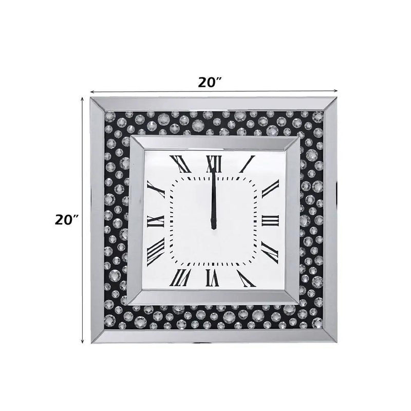 Nysa - Wall Clock - Mirrored & Faux Crystals by Unique Piece Furniture
