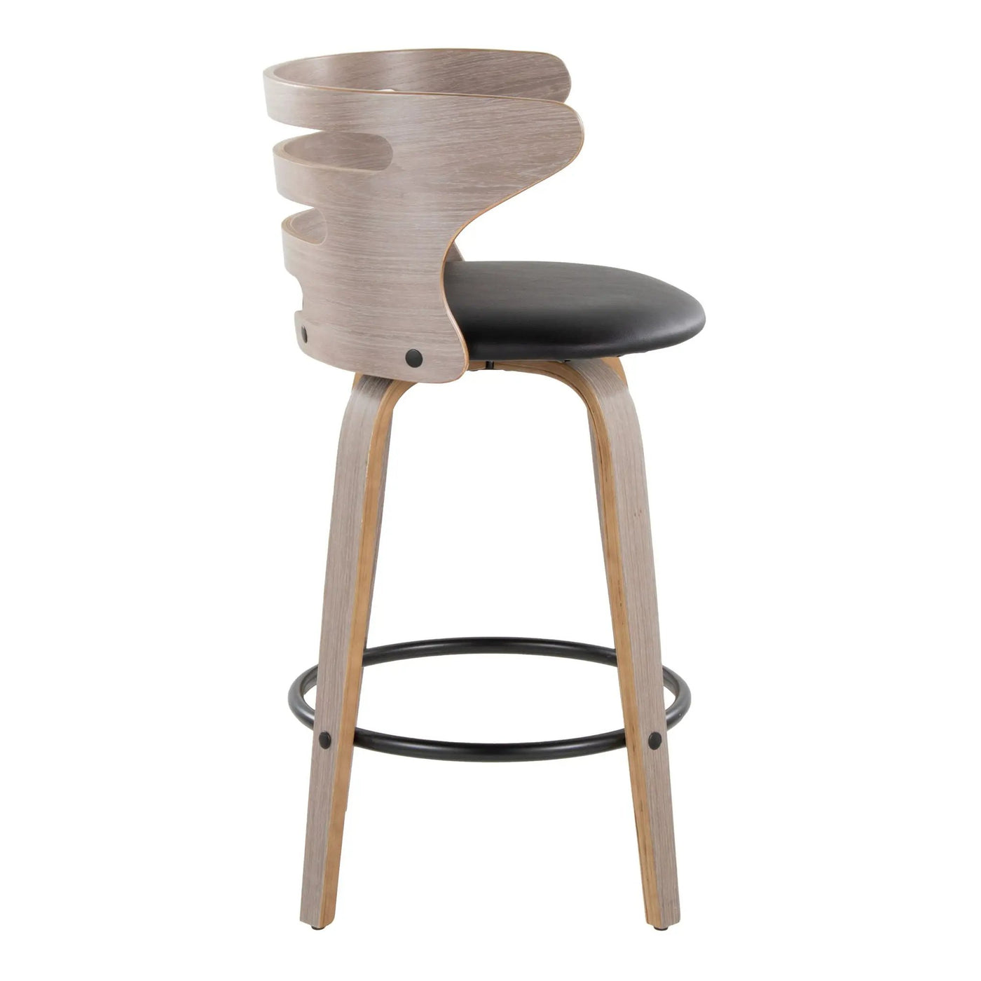 Cosini - Mid Century Modern Fixed Height Barstool With Swivel And Round Footrest (Set of 2) by HouseOfZazla