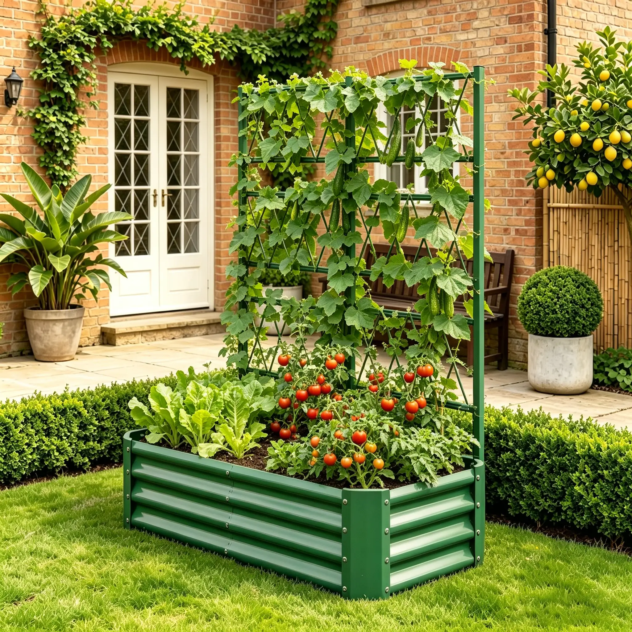 4x2x1FT Galvanized Raised Garden Bed with Arch Trellis by HouseOfZazla
