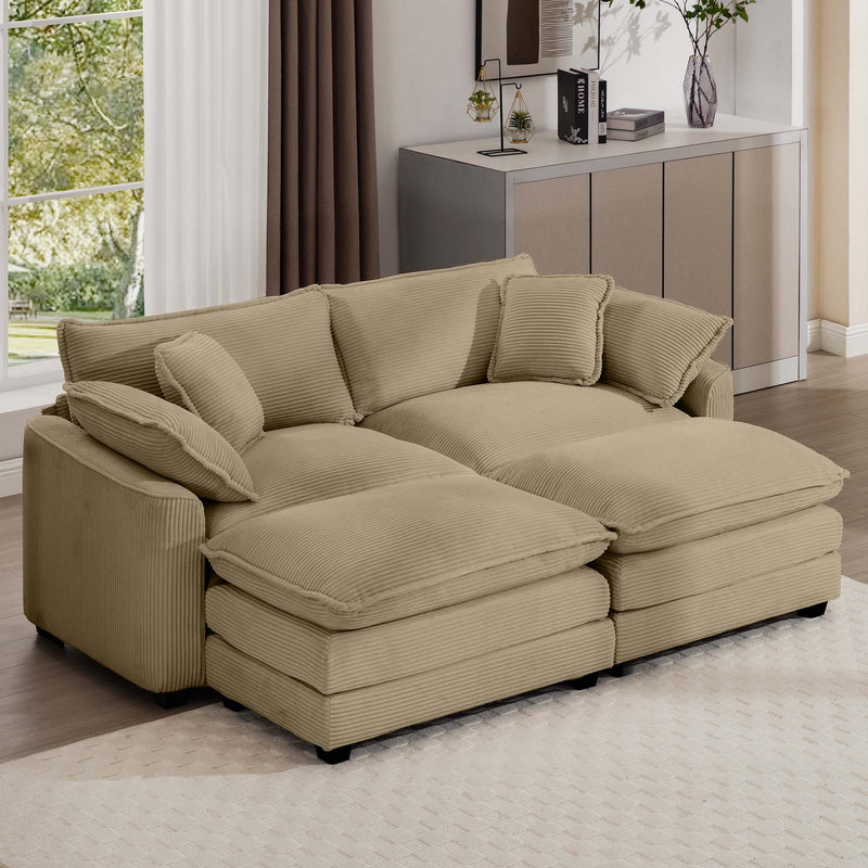 Modern Oversized Modular Cushion Sofa With Ottoman, Low Back, Deep Seating Sofa Set by Unique Piece Furniture