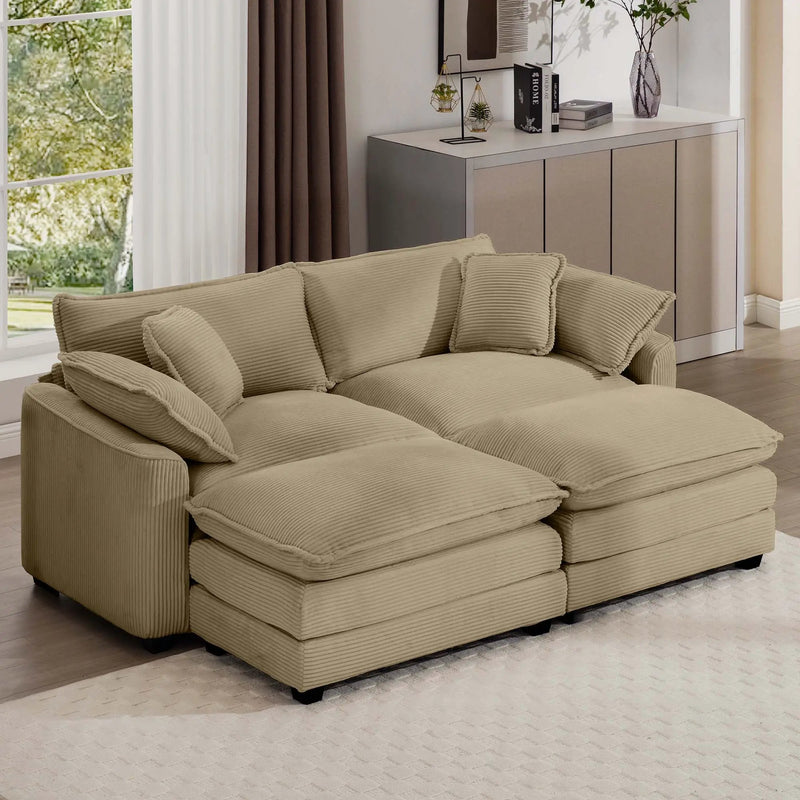 Modern Oversized Modular Cushion Sofa With Ottoman, Low Back, Deep Seating Sofa Set by HouseOfZazla