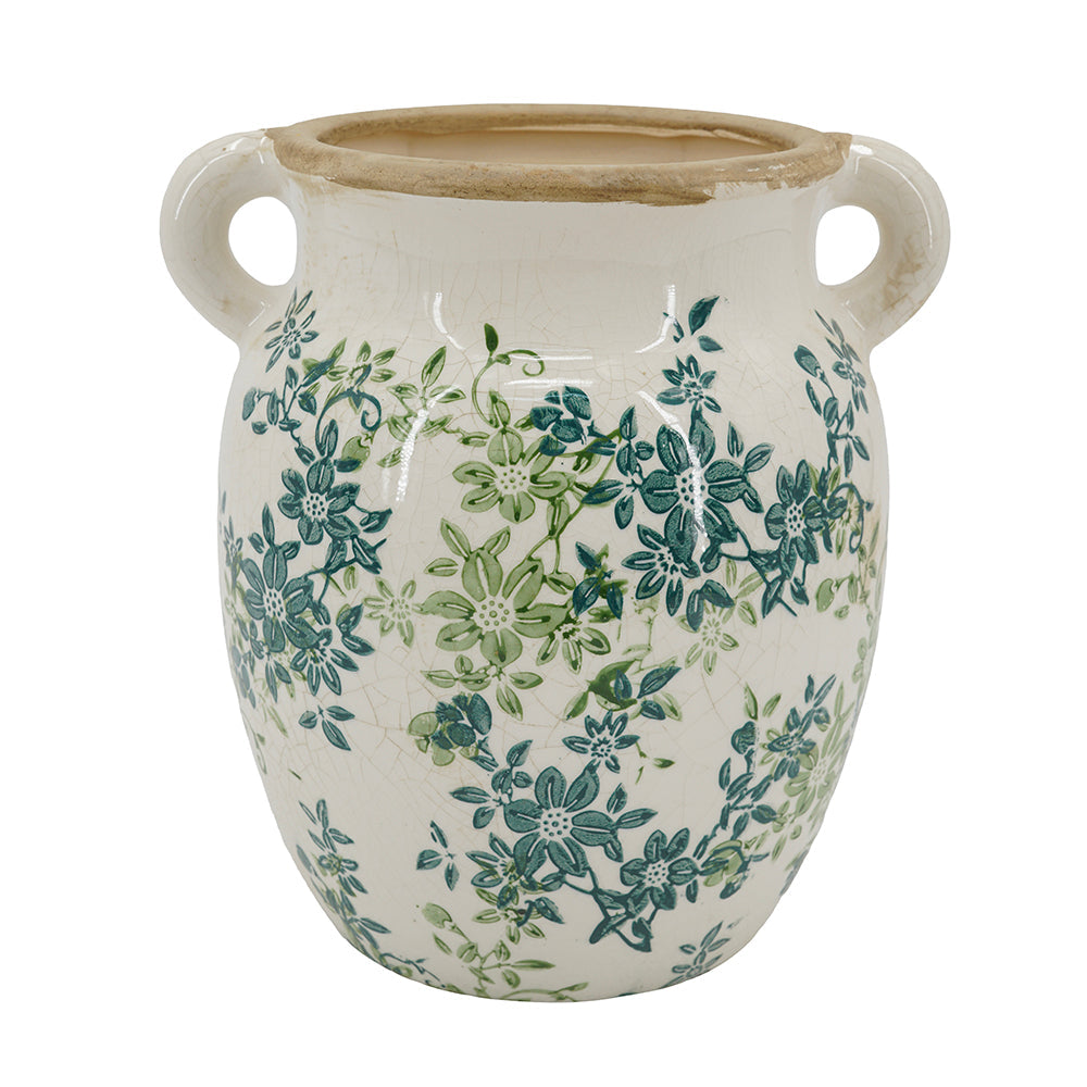 Floral Twin-Handle Vase with Wildflower Design - Ivory, photo 3 of 10