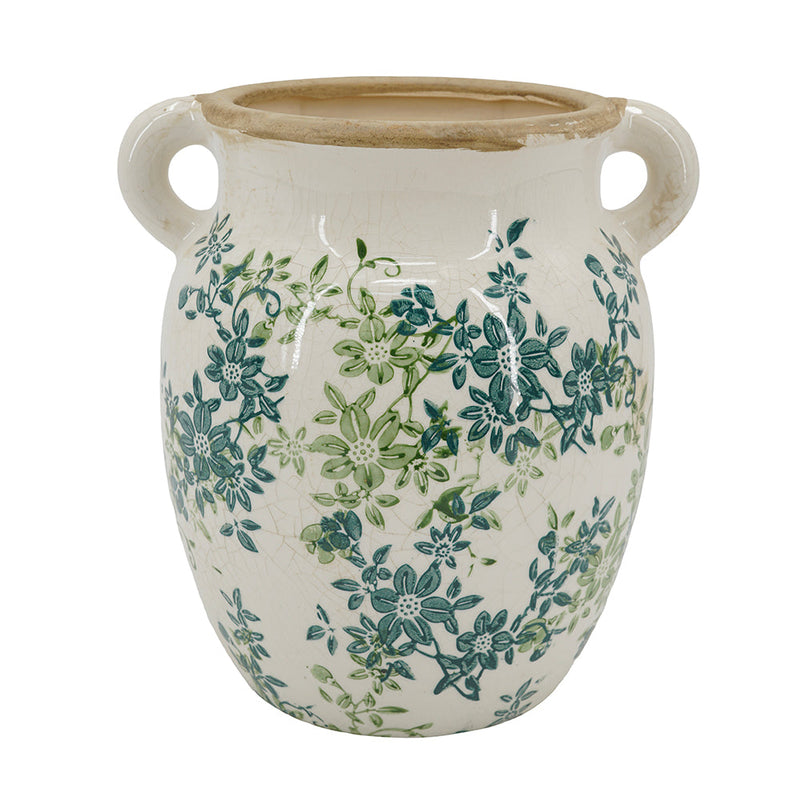 Floral Twin-Handle Vase with Wildflower Design - Ivory, photo 3 of 10
